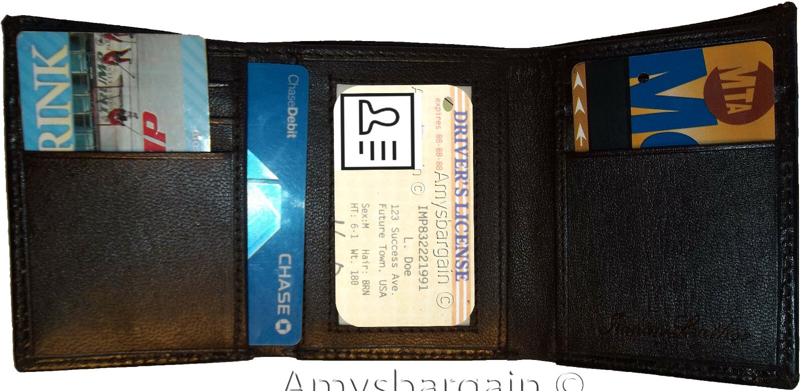 Lot of 5 men’s wallet Woven Printed genuine Leather Man's Brown Trifold wallet - Image 9