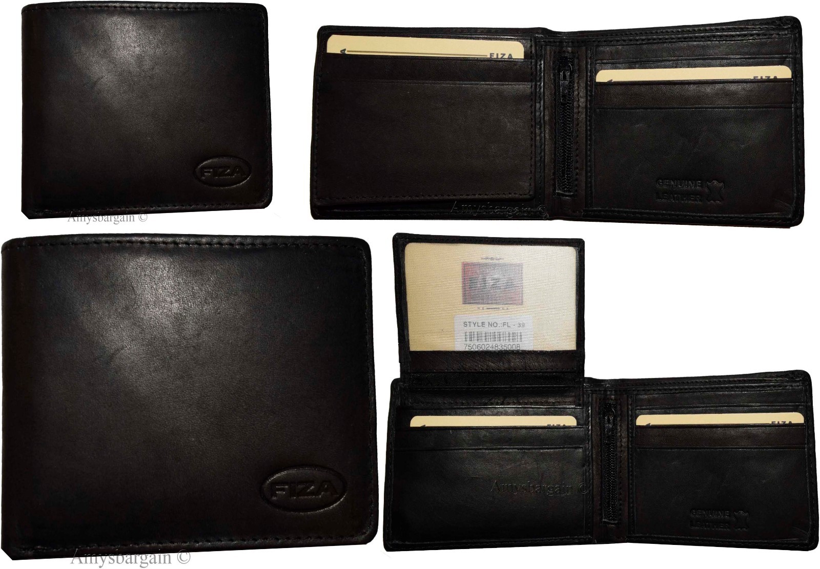 Lot of 6 FIZA NY Leather men's Black wallet Billfold wallet 2 Bill slots in Box - Image 7