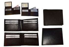 Lot of 6 Men's Bifold Calfskin leather wallet 2 Bill slots 7 card 1 ID Window BN