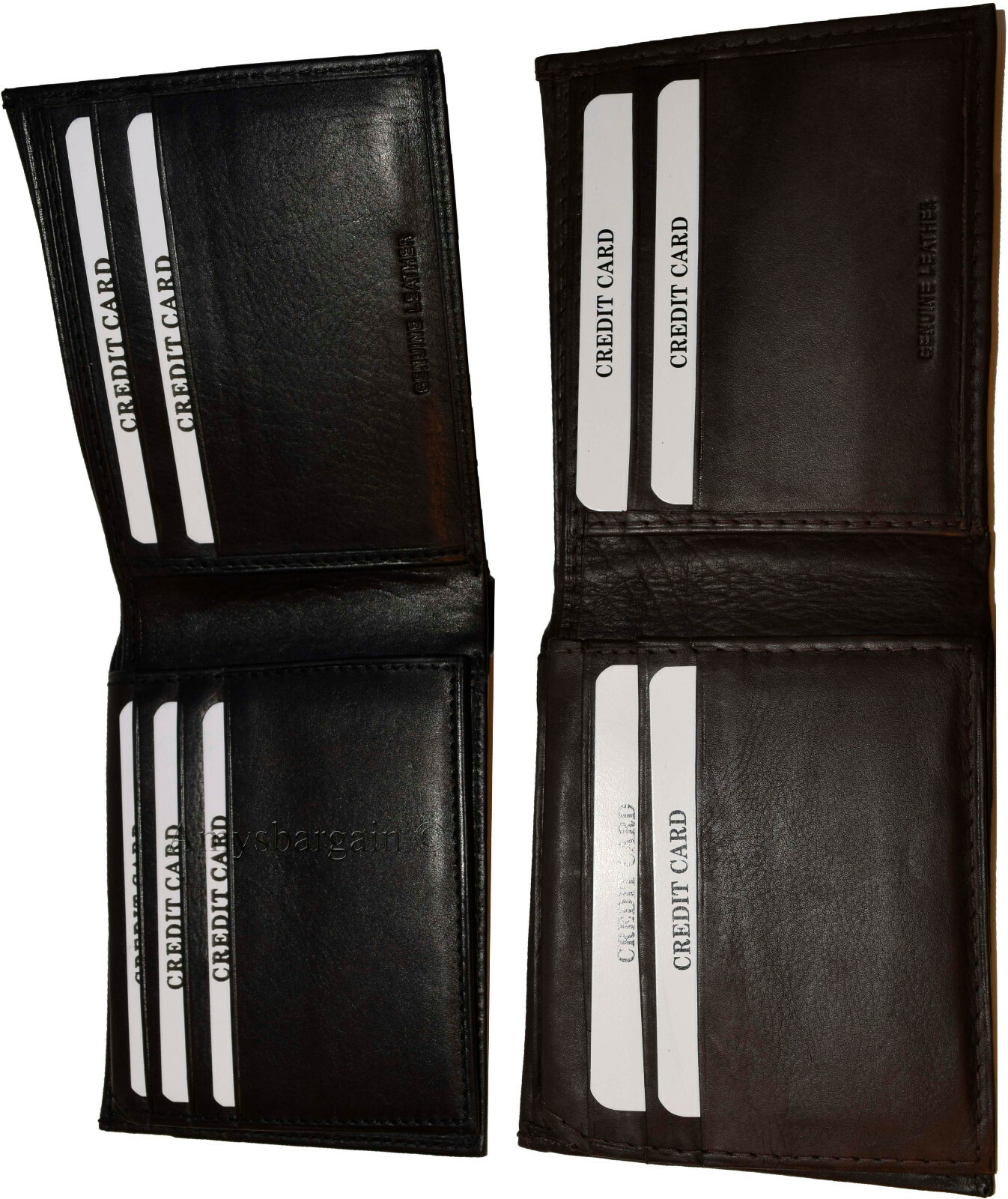 Lot of 6 Men's Bifold Calfskin leather wallet 2 Bill slots 7 card 1 ID Window BN - Image 7