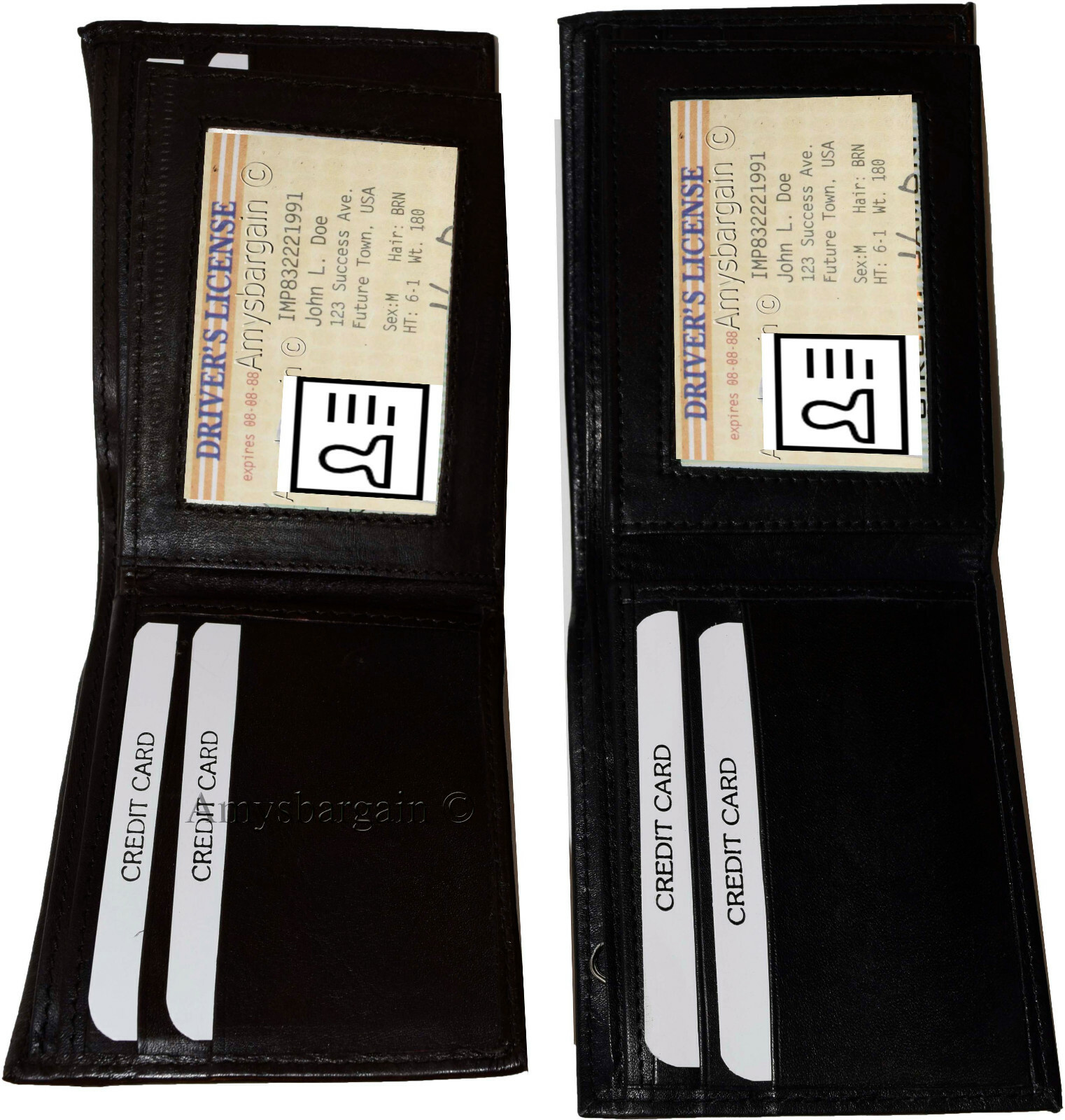Lot of 6 men's bifold leather wallet 3 bill slots id case change case brand new - Image 9