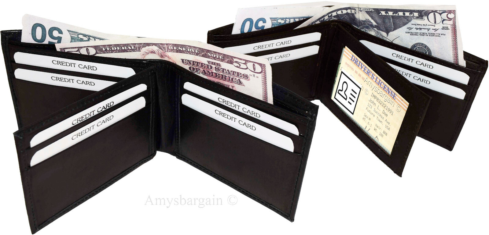 Lot of 6 men's bifold leather wallet 3 bill slots id case change case brand new - Image 11