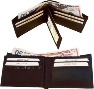 Lot of 6 men's bifold leather wallet 3 bill slots id case change case brand new - Image 4