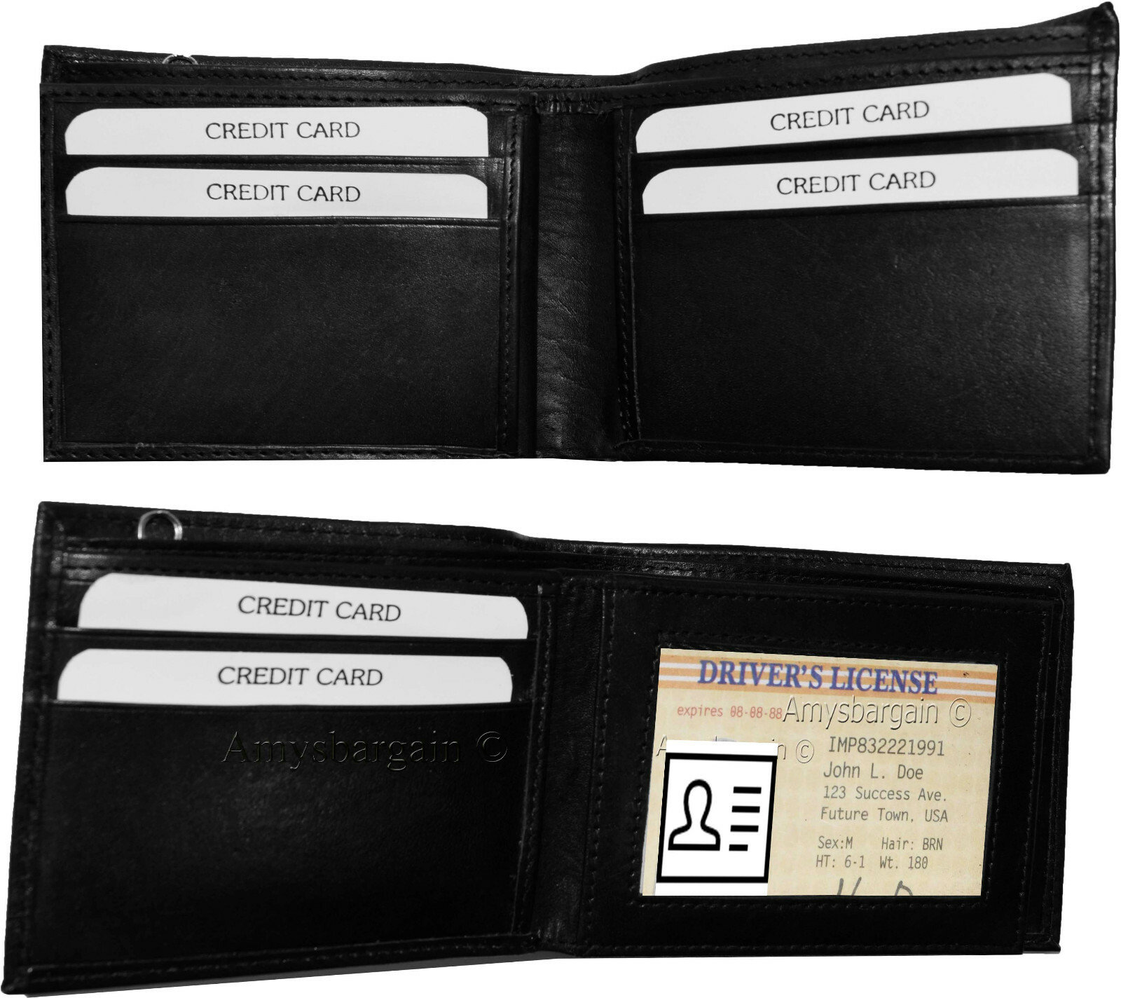 Lot of 6 men's bifold leather wallet 3 bill slots id case change case brand new - Image 8