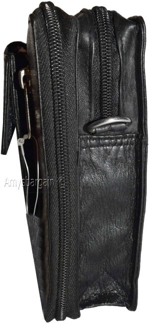 Men's Bag belt bag Organizer Small men's Black leather belt bag Men's handbag - Image 11