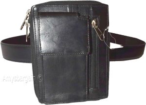 Men's Bag belt bag Organizer Small men's Black leather belt bag Men's handbag - Image 6