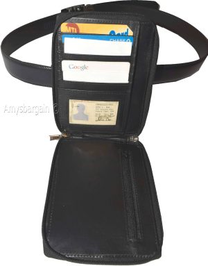 Men's Bag belt bag Organizer Small men's Black leather belt bag Men's handbag - Image 9