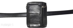 Men's Bag belt bag Organizer Small men's Black leather belt bag Men's handbag - Image 10