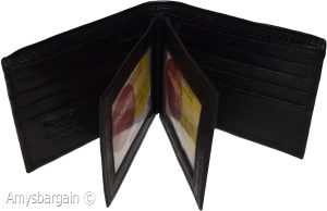 Men's Bifold Black wallet genuine Leather 12 credit card 3 ID 2 Bill pockets - Image 4