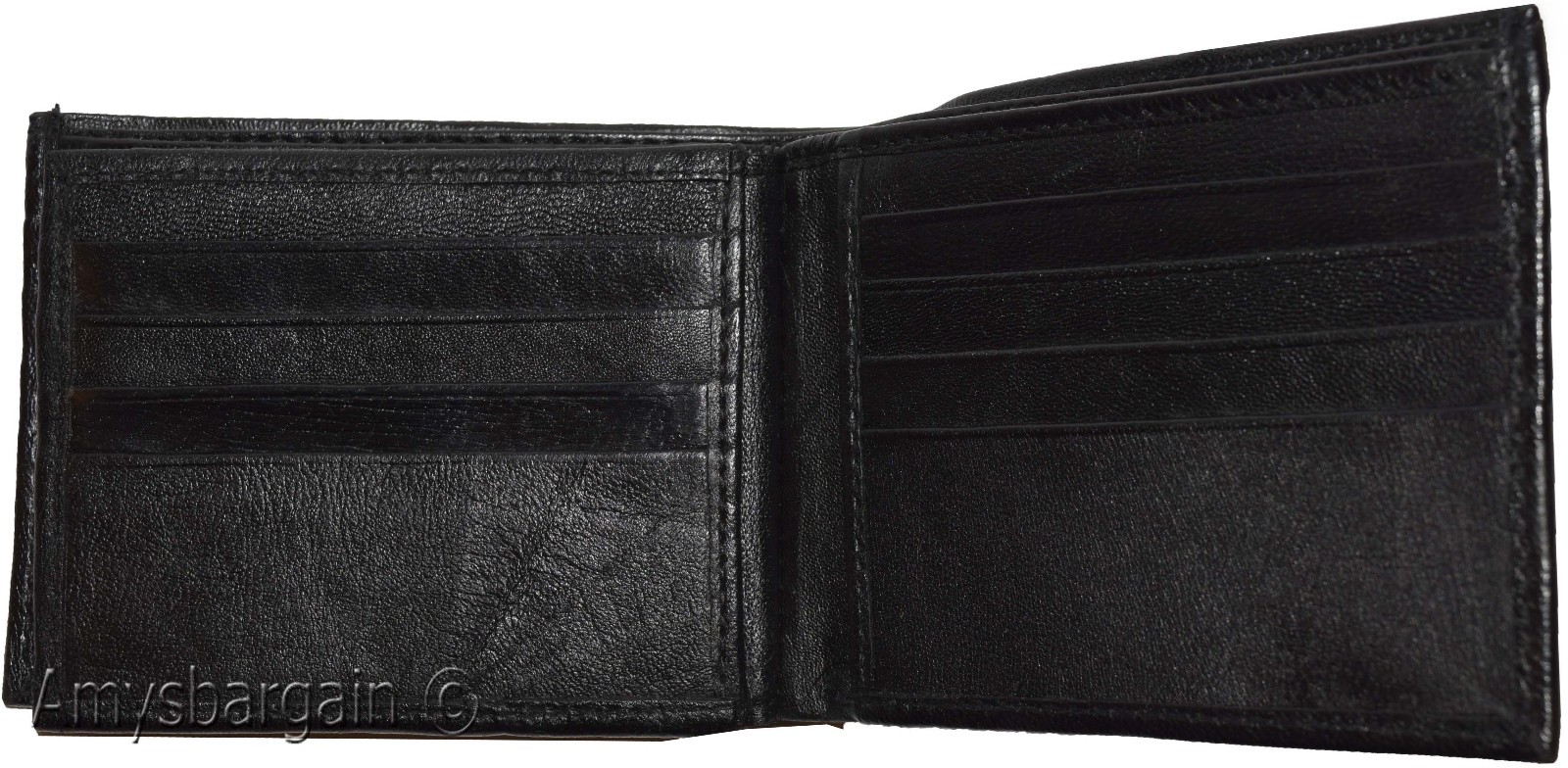 Men's Bifold Black wallet genuine Leather 12 credit card 3 ID 2 Bill pockets - Image 6