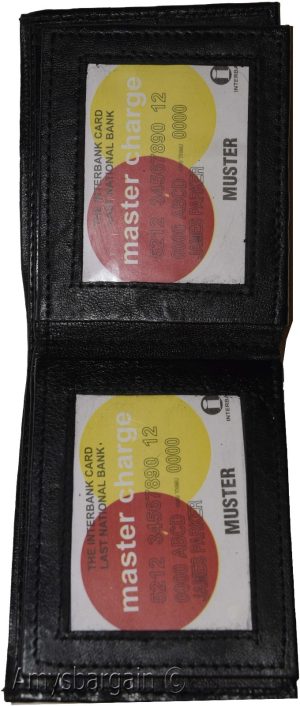 Men's Bifold Black wallet genuine Leather 12 credit card 3 ID 2 Bill pockets - Image 7