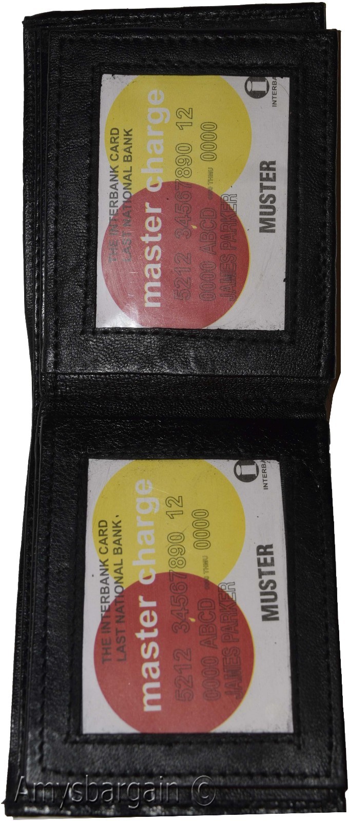 Men's Bifold Black wallet genuine Leather 12 credit card 3 ID 2 Bill pockets - Image 7