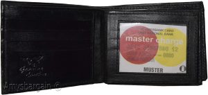 Men's Bifold Black wallet genuine Leather 12 credit card 3 ID 2 Bill pockets - Image 8