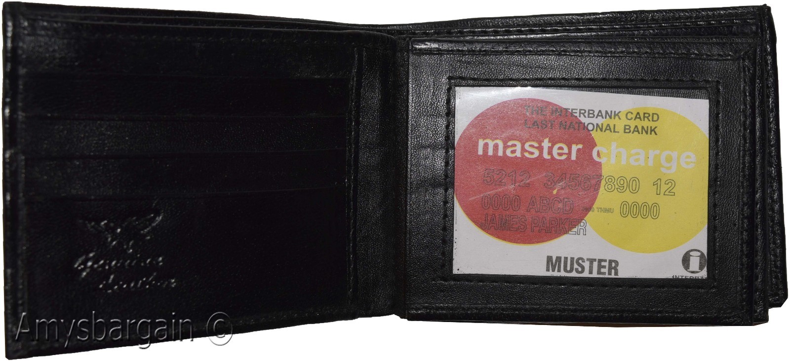 Men's Bifold Black wallet genuine Leather 12 credit card 3 ID 2 Bill pockets - Image 8