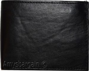Men's Bifold Black wallet genuine Leather 12 credit card 3 ID 2 Bill pockets - Image 9