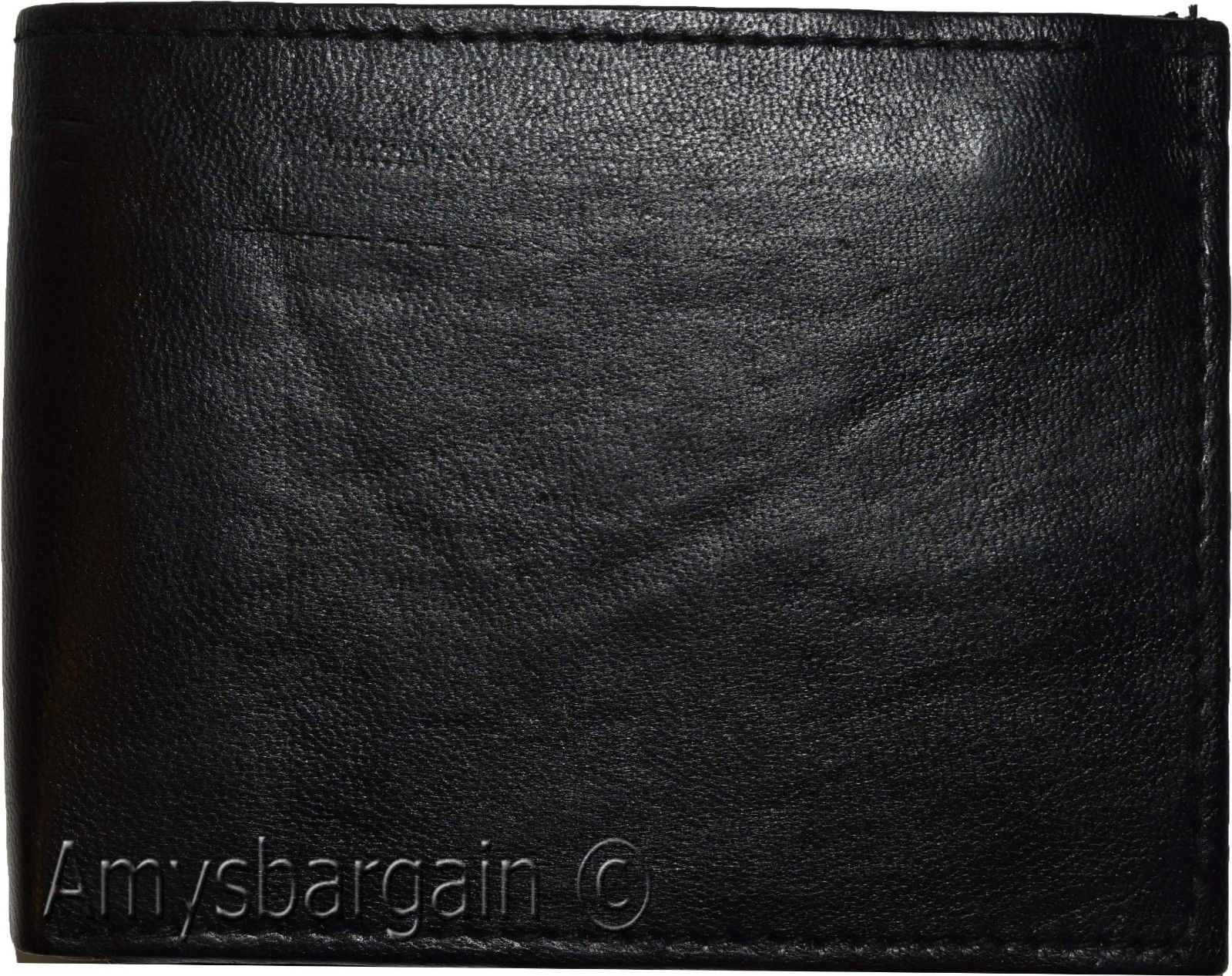 Men's Bifold Black wallet genuine Leather 12 credit card 3 ID 2 Bill pockets - Image 9