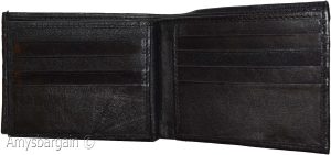 Men's Bifold Black wallet genuine Leather 12 credit card 3 ID 2 Bill pockets - Image 10