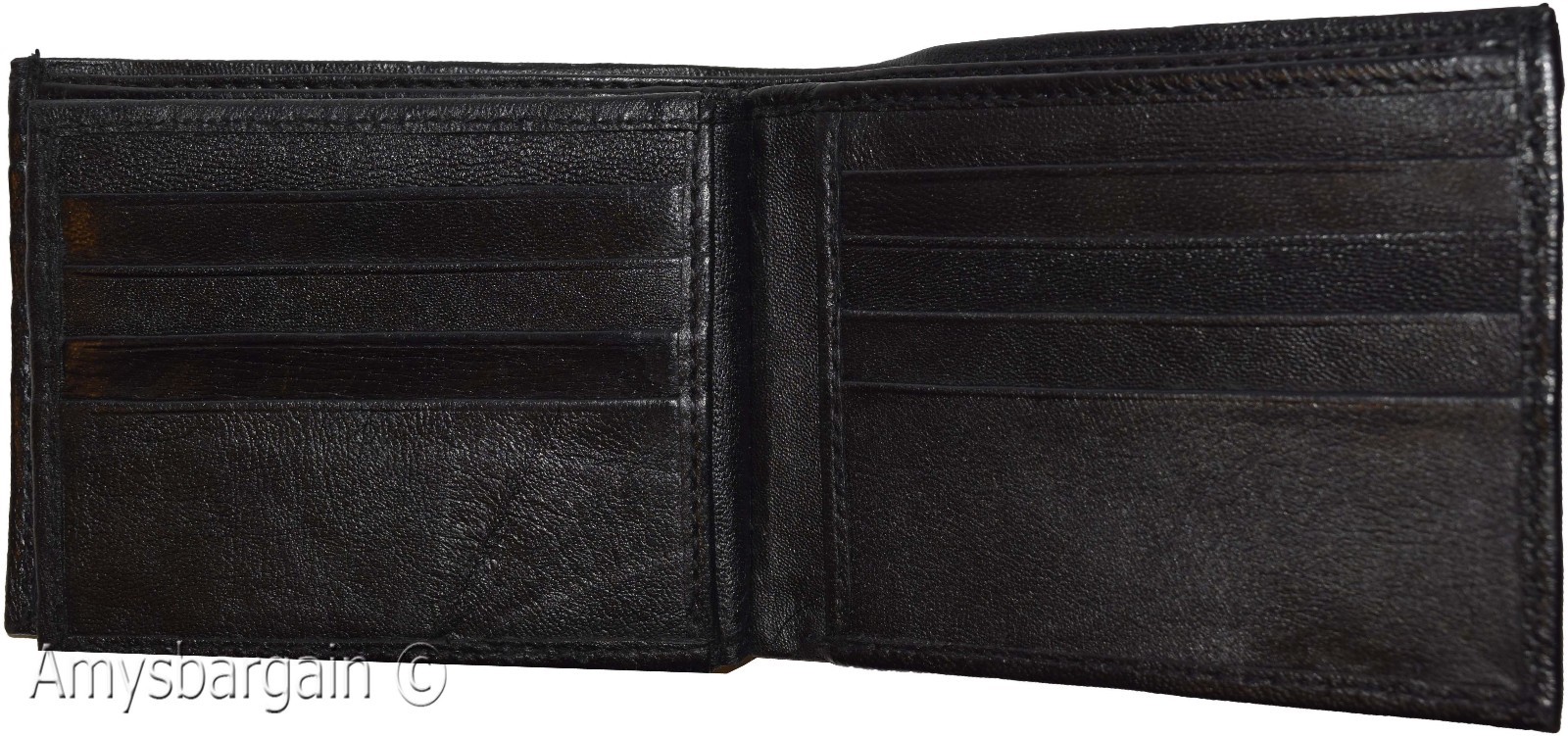 Men's Bifold Black wallet genuine Leather 12 credit card 3 ID 2 Bill pockets - Image 10