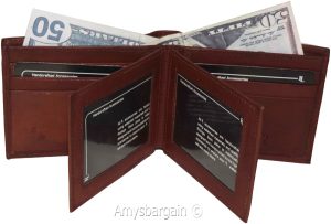 Men's Bifold leather wallet, 2 center pieces 9 card 3 IDs Genuine leather wallet - Image 11