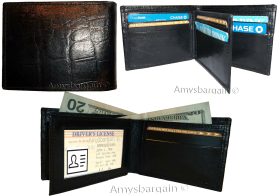 Men's Crocodile skin printed leather man's bi-fold wallet 9 card+ID BR New Style