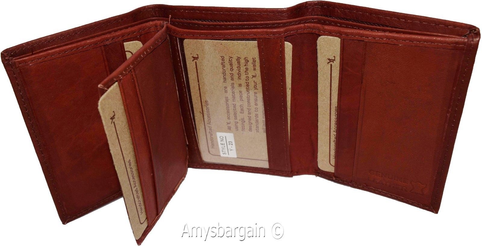 Men's Genuine Leather Tri-fold wallet 10 credit debit ATM card 2 Bill slots 1 ID - Image 6