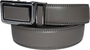 Men’s Gray Leather Belt XL Automatic lock Dress / Casual belt adjustable belt - Image 3
