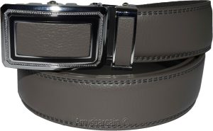 Men’s Gray Leather Belt XL Automatic lock Dress / Casual belt adjustable belt - Image 4