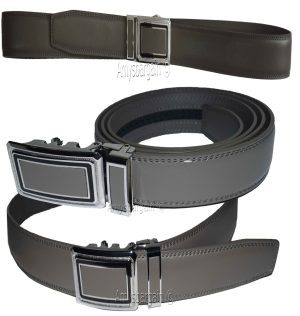 Men’s Gray Leather Belt XL Automatic lock Dress / Casual belt adjustable belt