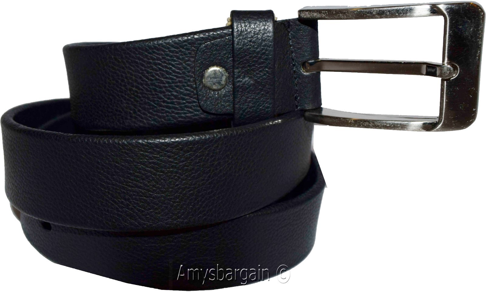 Men's Leather Belt (L) Black belt leather waist strap Kaos belt waist band new - Image 13
