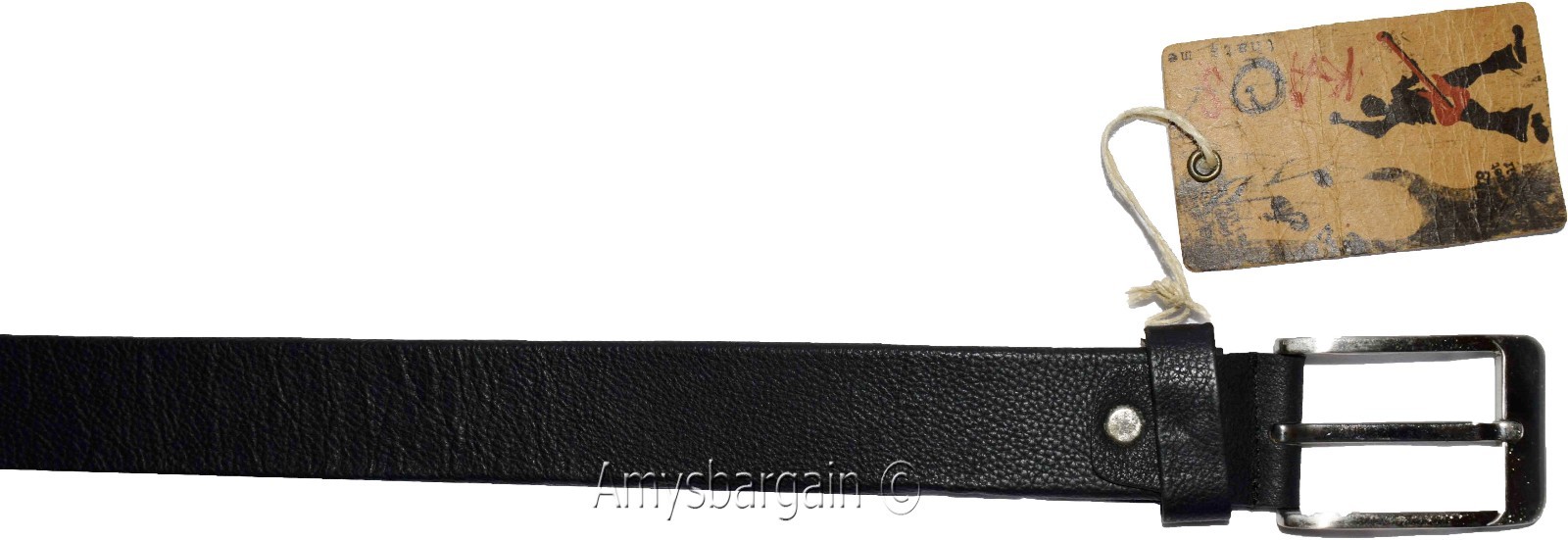 Men's Leather Belt (L) Black belt leather waist strap Kaos belt waist band new - Image 4