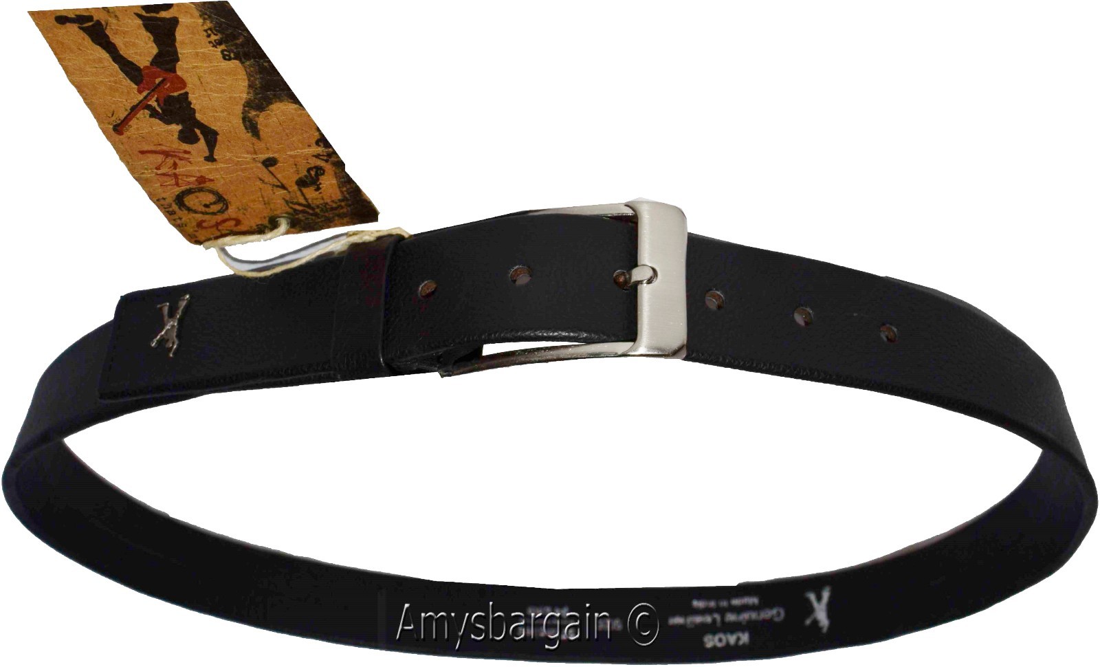 Men's Leather Belt (L) Black belt leather waist strap Kaos belt waist band new - Image 6