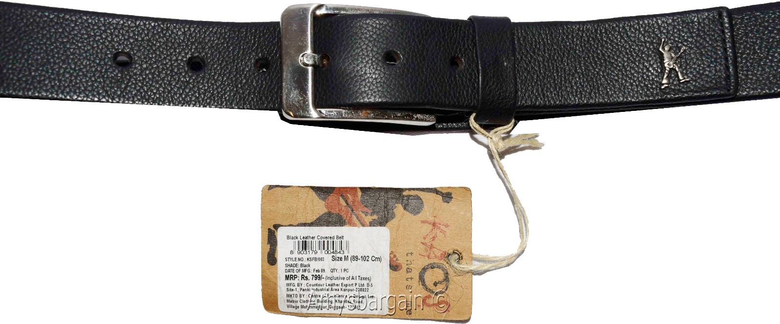 Men's Leather Belt (L) Black belt leather waist strap Kaos belt waist band new - Image 10