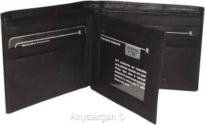 Men's Leather Wallet. Black leather men's Bifold wallet, Zip change pocket #y28z - Image 4
