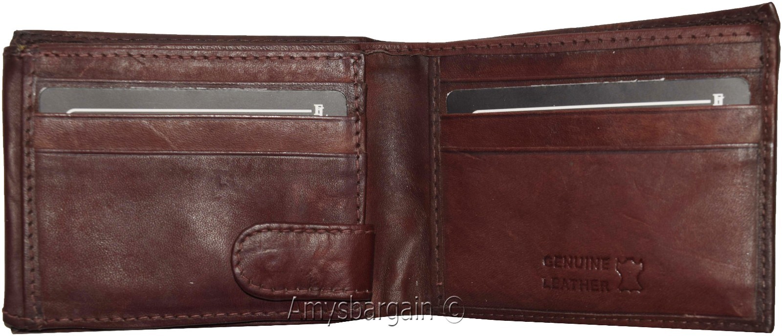 Men's Leather Wallet leather men's Bifold wallet flip side piece 9 card ID new - Image 11