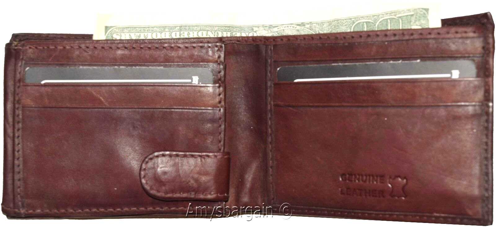 Men's Leather Wallet leather men's Bifold wallet flip side piece 9 card ID new - Image 3