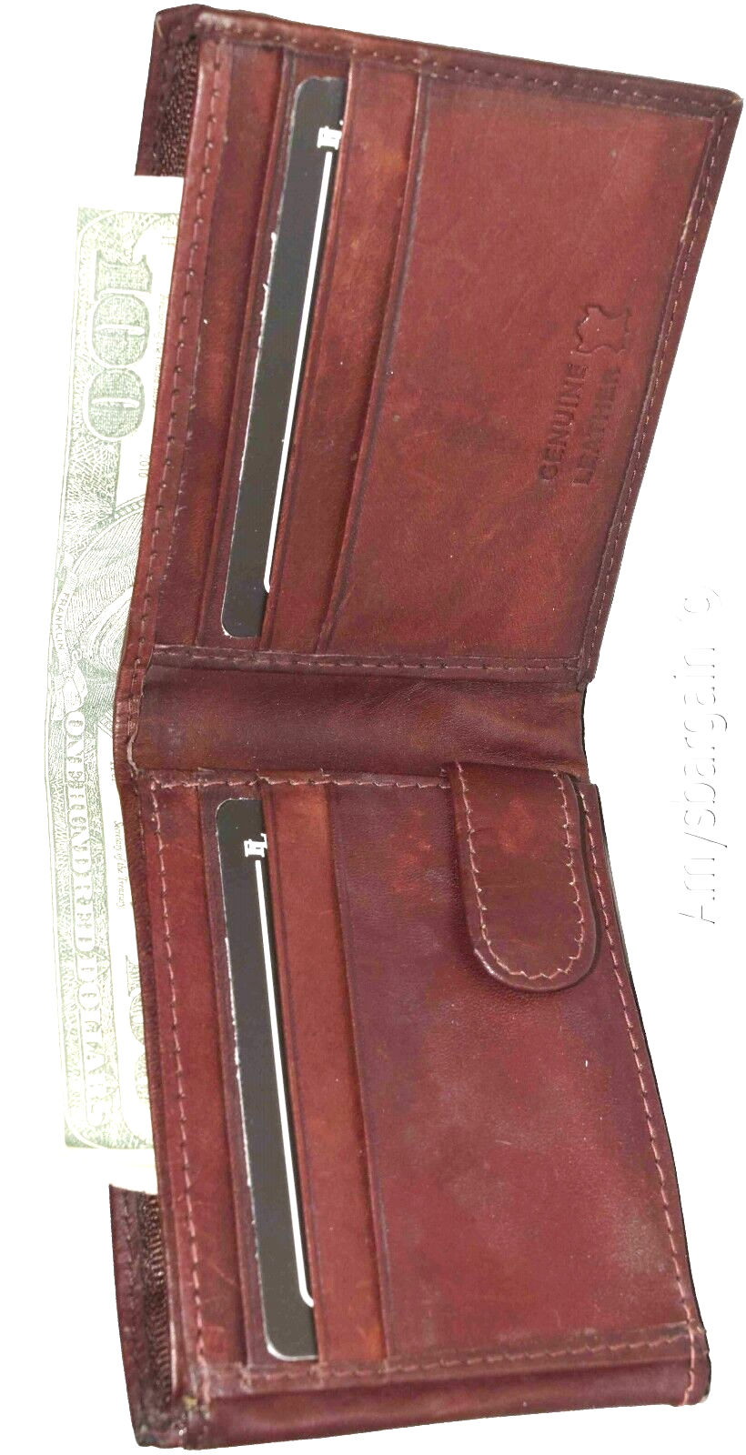 Men's Leather Wallet leather men's Bifold wallet flip side piece 9 card ID new - Image 4