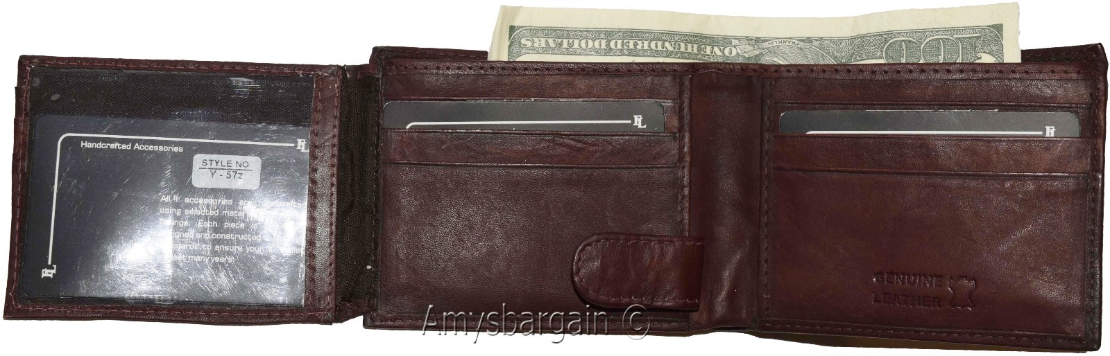Men's Leather Wallet leather men's Bifold wallet flip side piece 9 card ID new - Image 6
