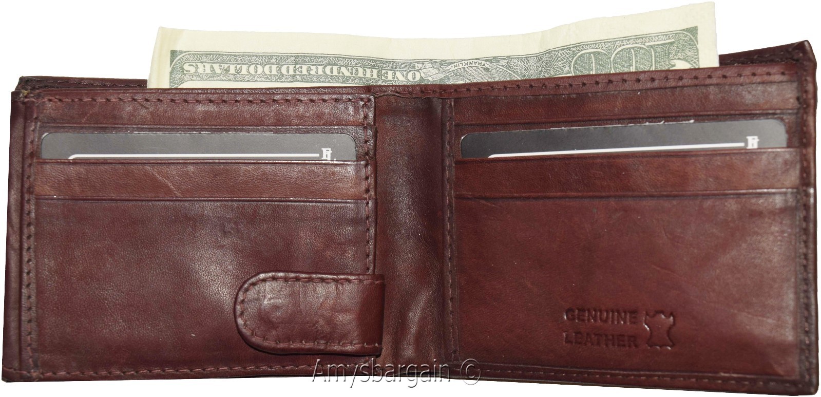 Men's Leather Wallet leather men's Bifold wallet flip side piece 9 card ID new - Image 8