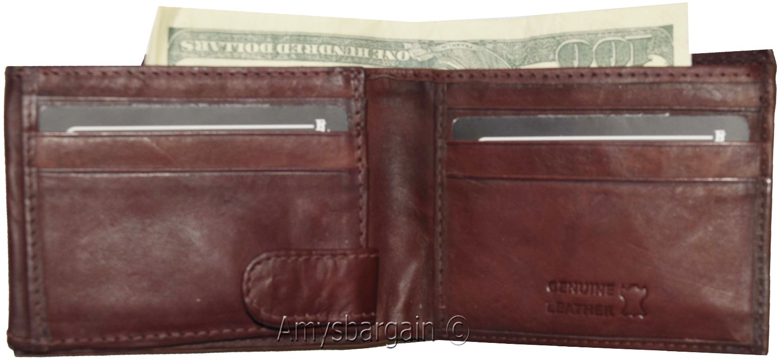 Men's Leather Wallet leather men's Bifold wallet flip side piece 9 card ID new - Image 9