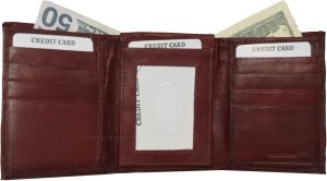 Men's Trifold Leather Wallet center piece 1 ID window 9 card 2 bill slots - Image 7