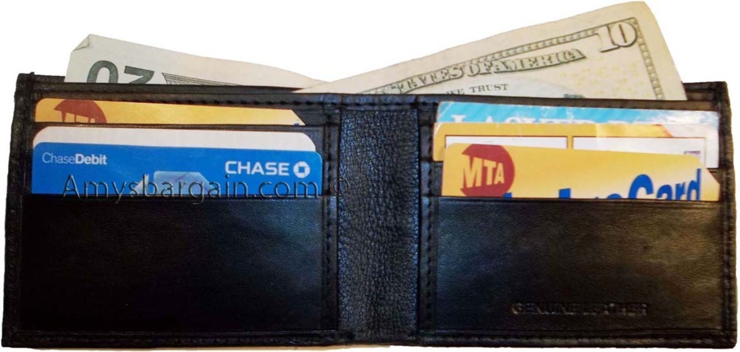 Men's Wallet Thin Leather 6 Credit ATM card slots 2 Bill slots wallet billetera - Image 3