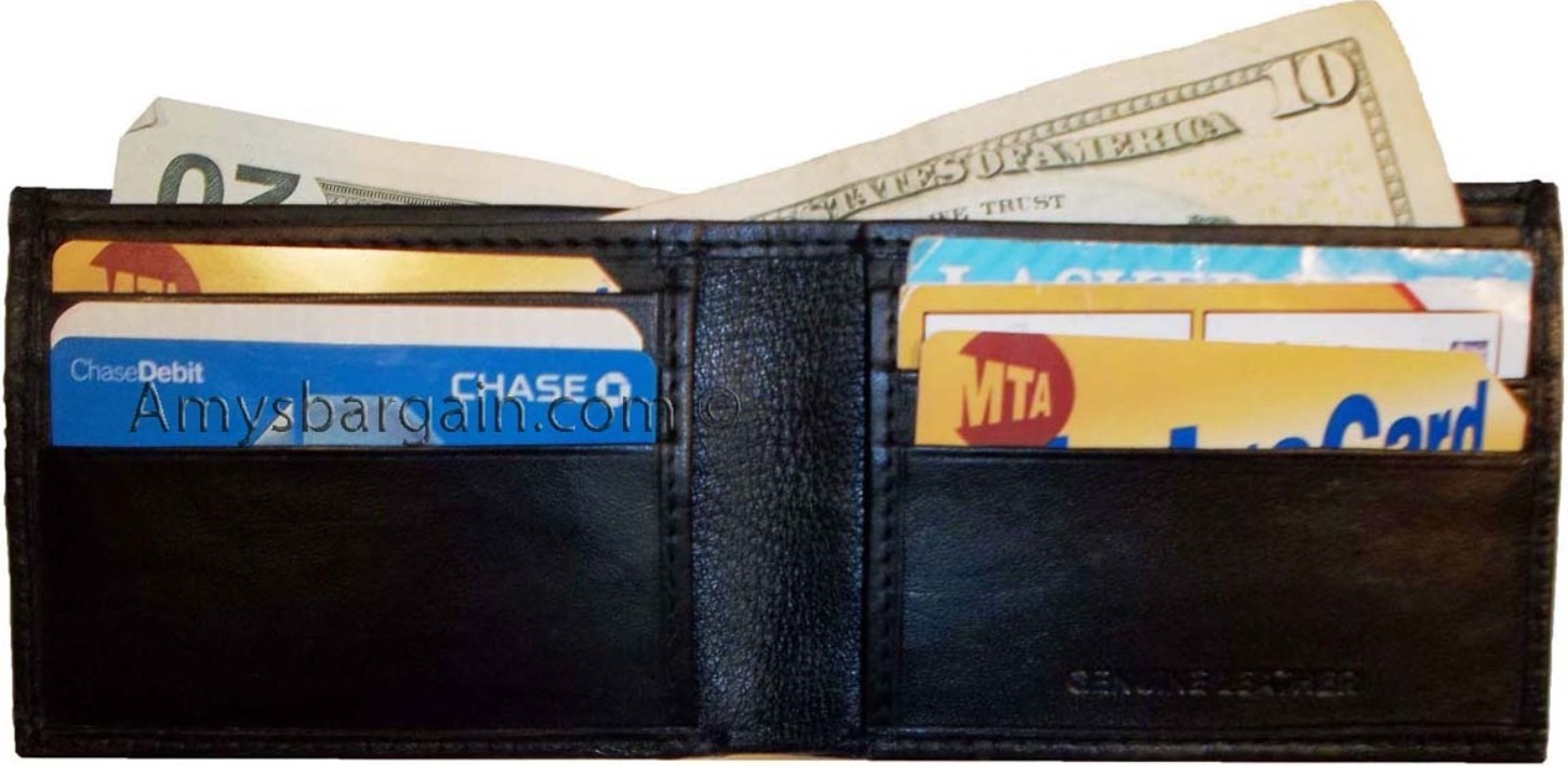 Men's Wallet Thin Leather 6 Credit ATM card slots 2 Bill slots wallet billetera