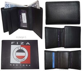 Men’s Wallet Trifold wallet 9 Cards Billold FIZA NY Black Leather wallet in Box