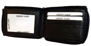 Men’s Zip around wallet Leather wallet Center piece 8 credit cards ID 2 Billfold - Image 3