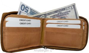 Men’s Zip around wallet. Leather wallet Center piece 9 credit card ID 2 Billfold - Image 11
