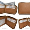 Men’s Zip around wallet. Leather wallet Center piece 9 credit card ID 2 Billfold