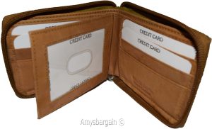 Men’s Zip around wallet. Leather wallet Center piece 9 credit card ID 2 Billfold - Image 8