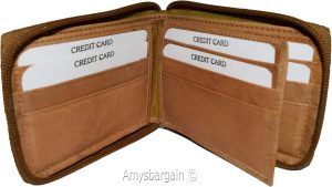 Men’s Zip around wallet. Leather wallet Center piece 9 credit card ID 2 Billfold - Image 9
