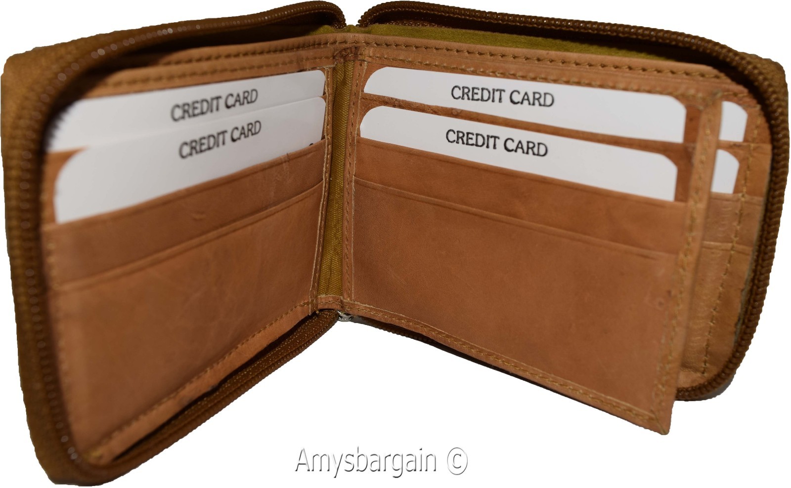 Men’s Zip around wallet. Leather wallet Center piece 9 credit card ID 2 Billfold - Image 10