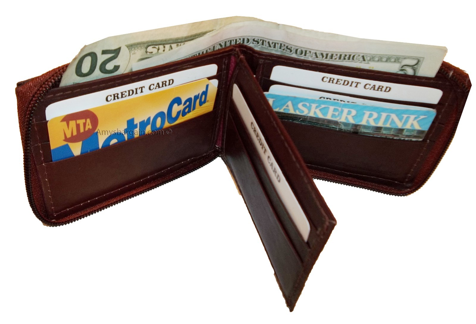 Men’s Zip around wallet Leather wallet Center piece 9 credit card ID 2 Billfolds - Image 3